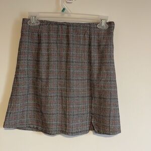 NWT American Eagle Skirt Plaid Mini SM Stretch Preppy Academia Gray
